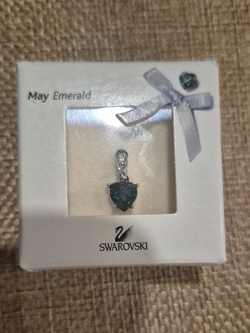 Swarovski Heart Pendant in Emerald Green with Silver Accents